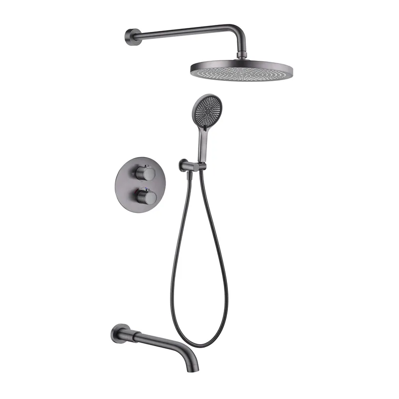 Brass shower head set Separate simple bath bath mixing valve Bath gun Grey hotel bath faucet
