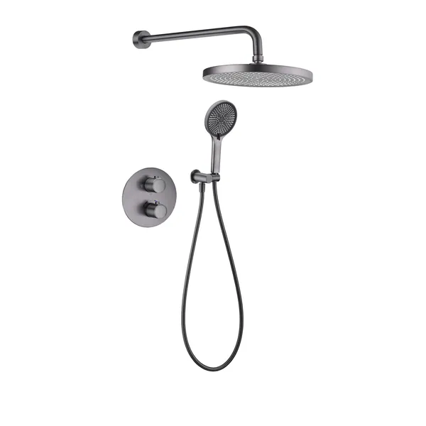 Brass shower head set Separate simple bath bath mixing valve Bath gun Grey hotel bath faucet