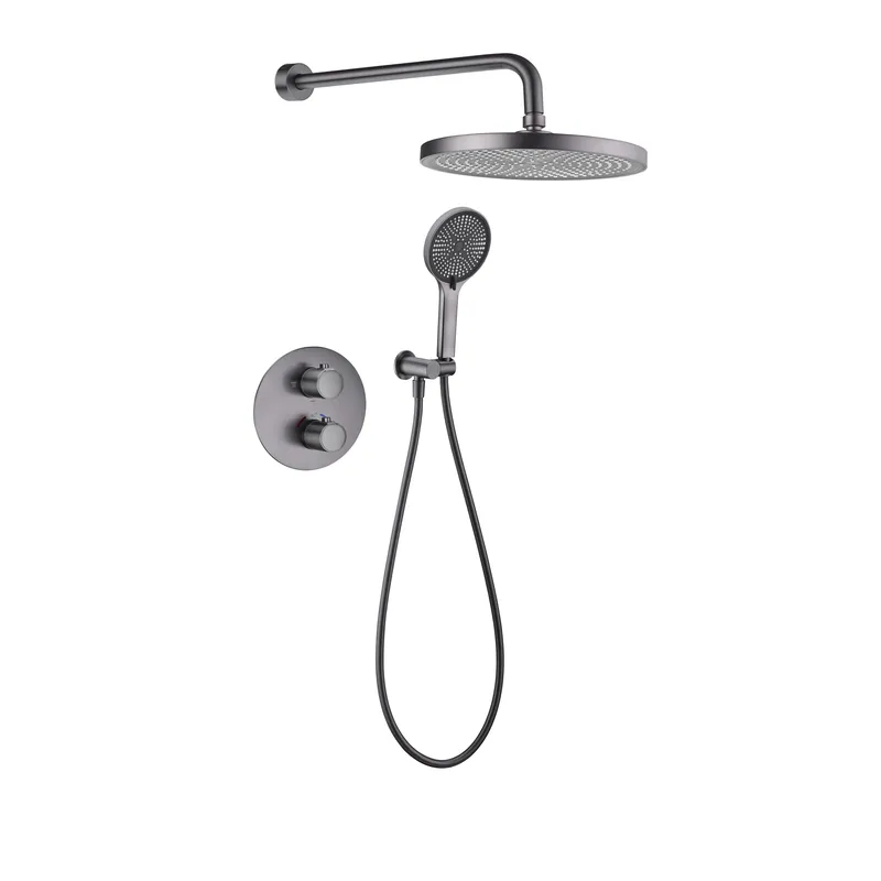 Brass shower head set Separate simple bath bath mixing valve Bath gun Grey hotel bath faucet