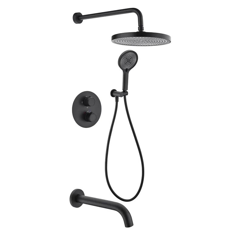 Brass shower head set Separate simple bath bath mixing valve Bath gun Grey hotel bath faucet