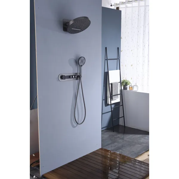 Brass shower head set Separate simple bath bath mixing valve Bath gun Grey hotel bath faucet