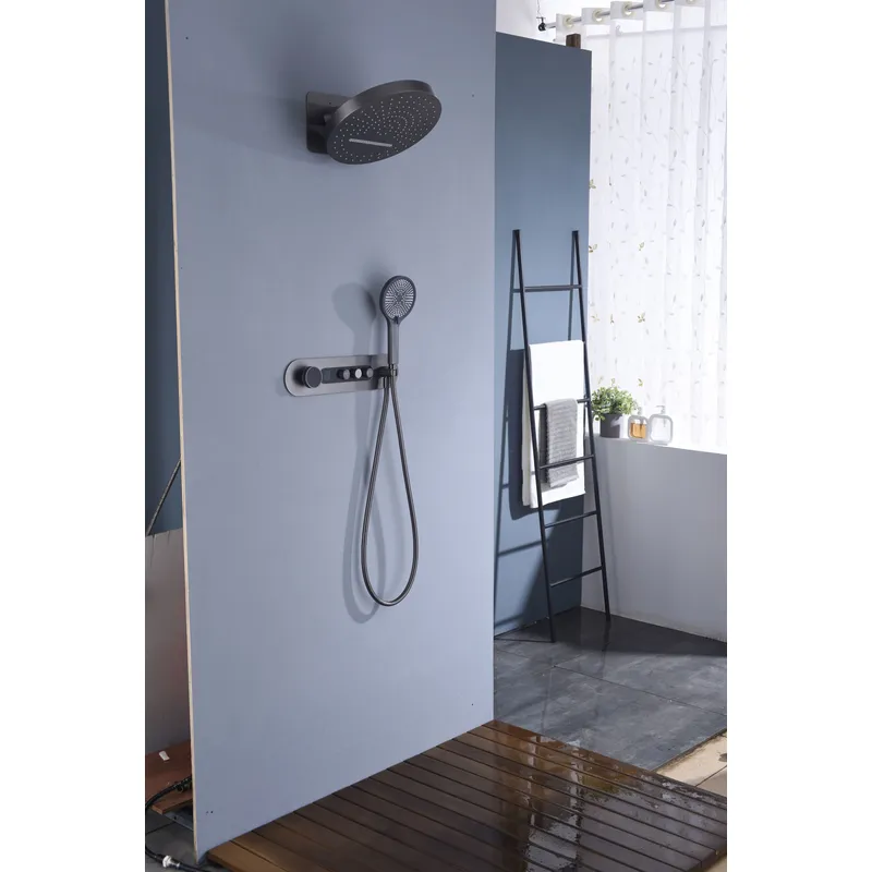 Brass shower head set Separate simple bath bath mixing valve Bath gun Grey hotel bath faucet