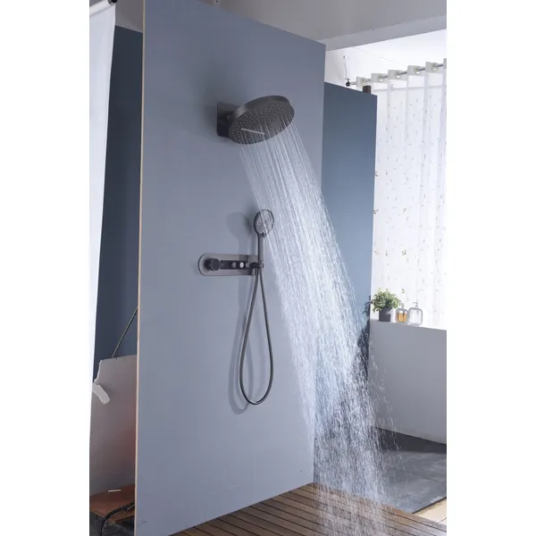 Brass shower head set Separate simple bath bath mixing valve Bath gun Grey hotel bath faucet