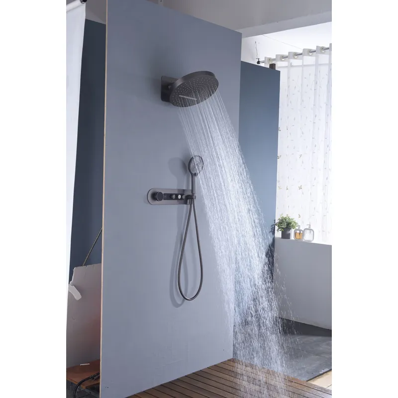 Brass shower head set Separate simple bath bath mixing valve Bath gun Grey hotel bath faucet