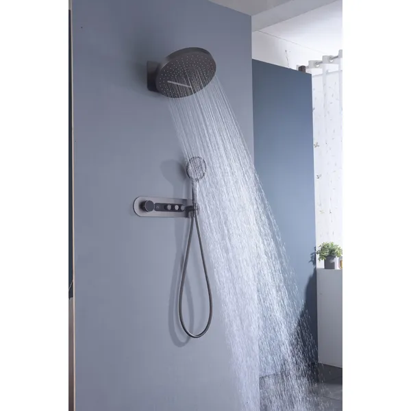 Brass shower head set Separate simple bath bath mixing valve Bath gun Grey hotel bath faucet