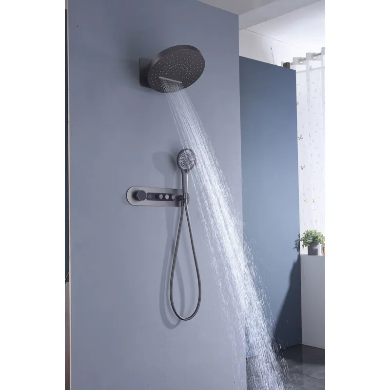 Brass shower head set Separate simple bath bath mixing valve Bath gun Grey hotel bath faucet