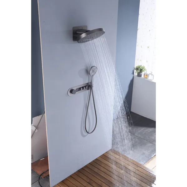 Brass shower head set Separate simple bath bath mixing valve Bath gun Grey hotel bath faucet