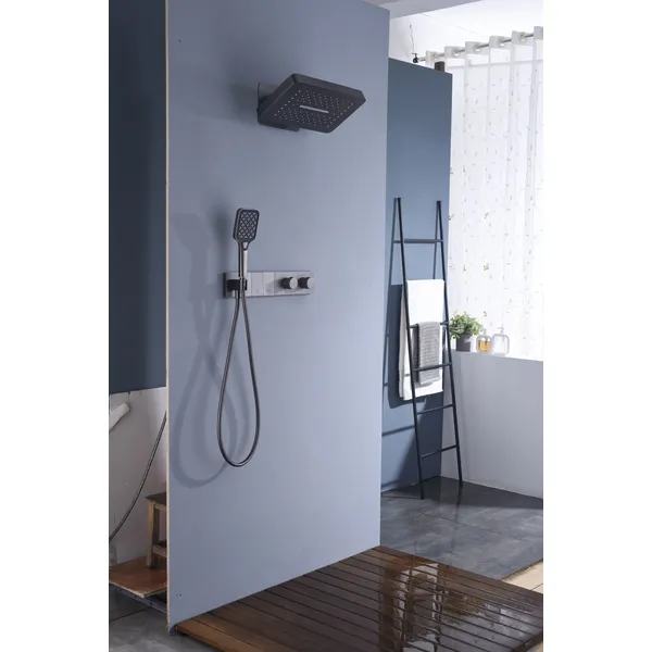 Brass shower head set Separate simple bath bath mixing valve Bath gun Grey hotel bath faucet