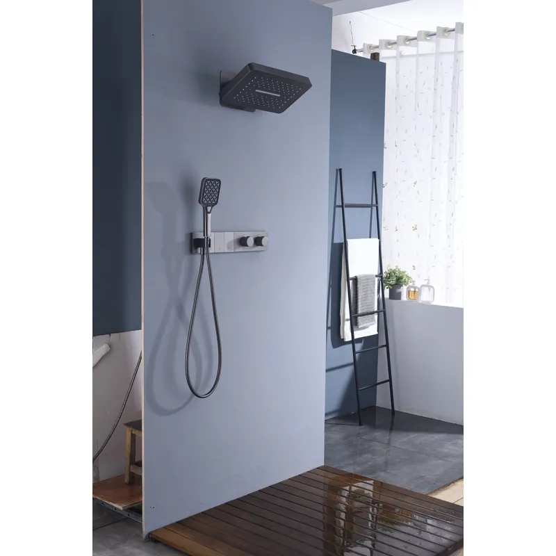 Brass shower head set Separate simple bath bath mixing valve Bath gun Grey hotel bath faucet