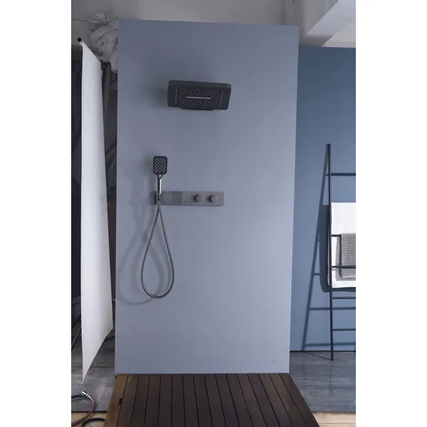 Brass shower head set Separate simple bath bath mixing valve Bath gun Grey hotel bath faucet