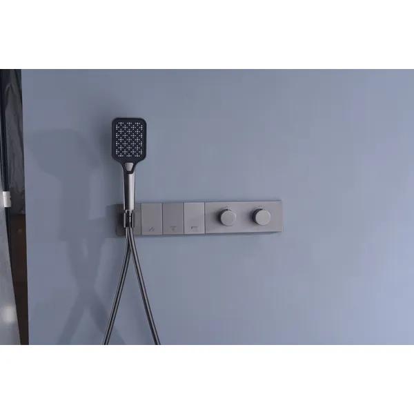 Brass shower head set Separate simple bath bath mixing valve Bath gun Grey hotel bath faucet