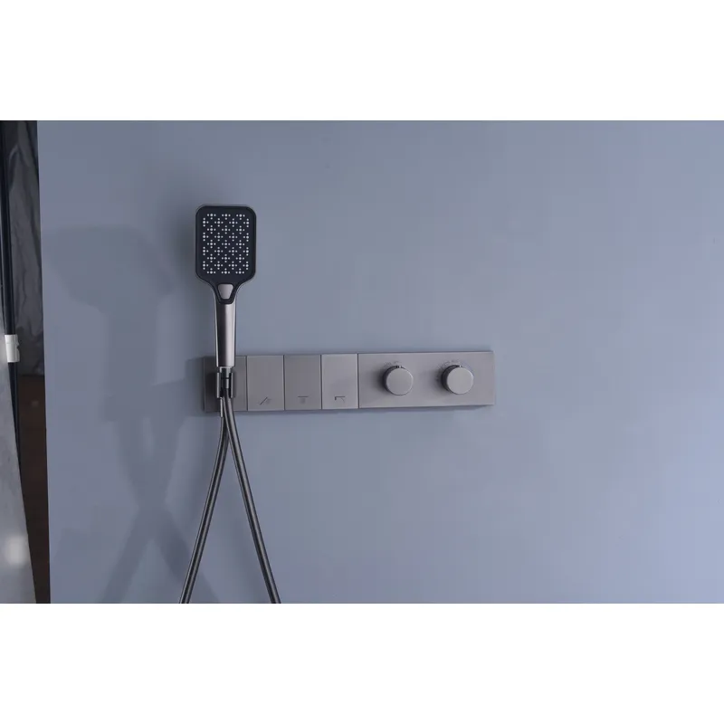 Brass shower head set Separate simple bath bath mixing valve Bath gun Grey hotel bath faucet