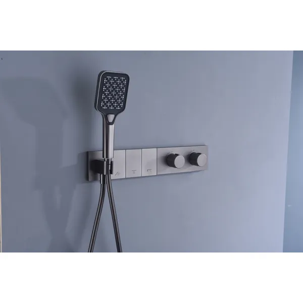 Brass shower head set Separate simple bath bath mixing valve Bath gun Grey hotel bath faucet