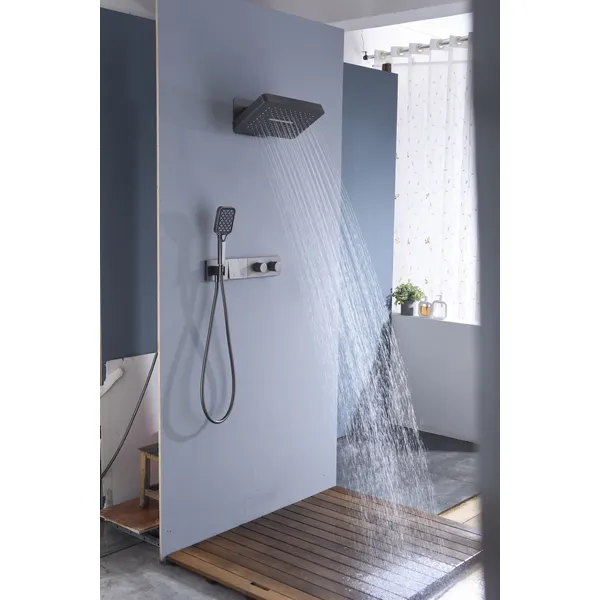 Brass shower head set Separate simple bath bath mixing valve Bath gun Grey hotel bath faucet