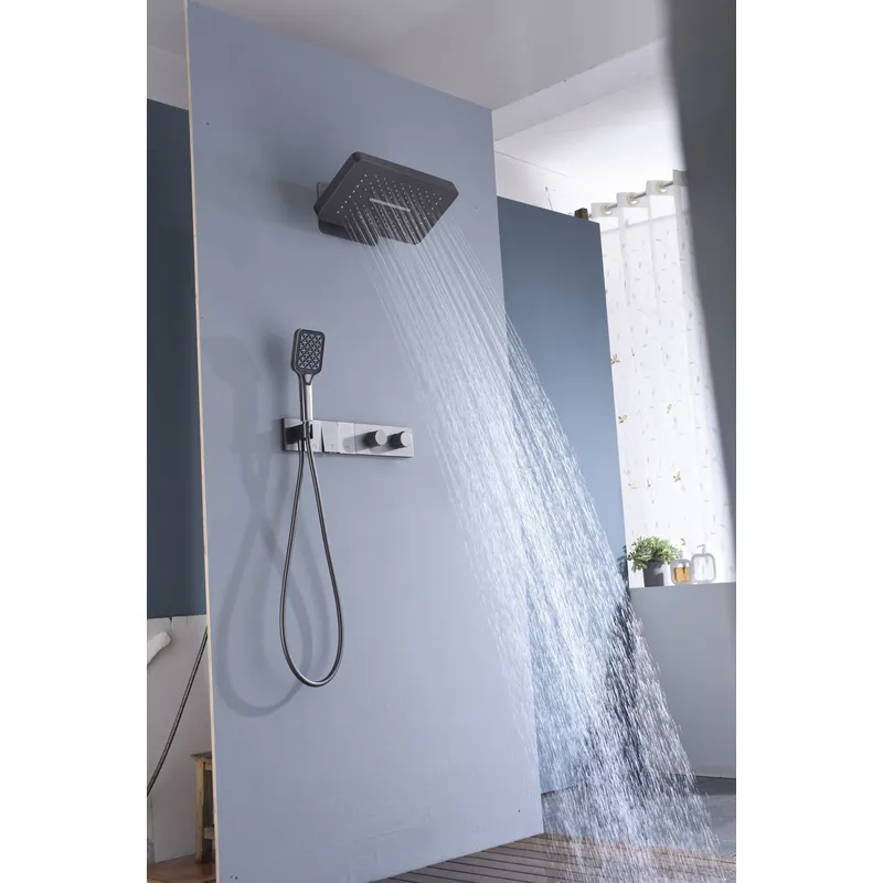 Brass shower head set Separate simple bath bath mixing valve Bath gun Grey hotel bath faucet