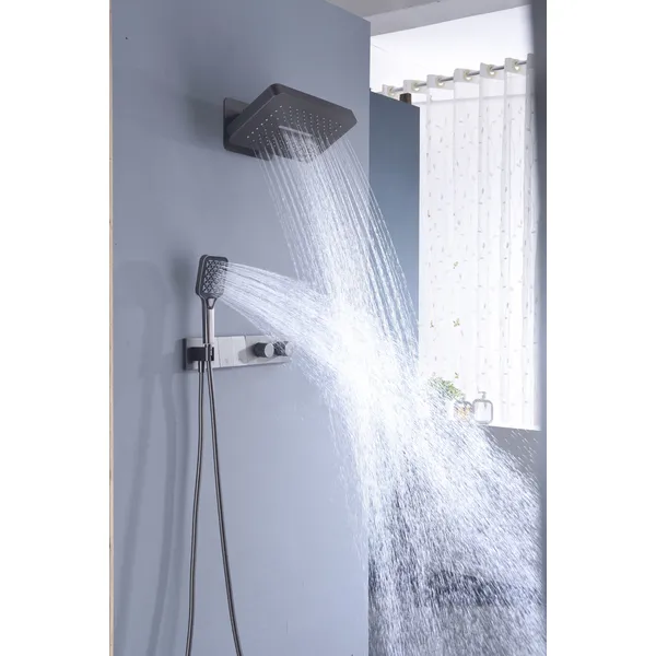 Brass shower head set Separate simple bath bath mixing valve Bath gun Grey hotel bath faucet