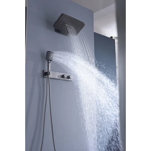 Brass shower head set Separate simple bath bath mixing valve Bath gun Grey hotel bath faucet