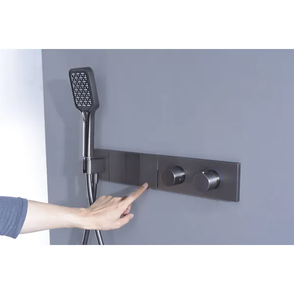 Brass shower head set Separate simple bath bath mixing valve Bath gun Grey hotel bath faucet