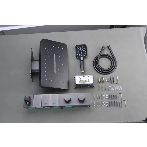 Brass shower head set Separate simple bath bath mixing valve Bath gun Grey hotel bath faucet