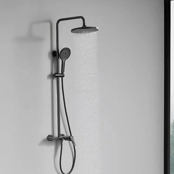 Brass shower head set Separate simple bath bath mixing valve Bath gun Grey hotel bath faucet