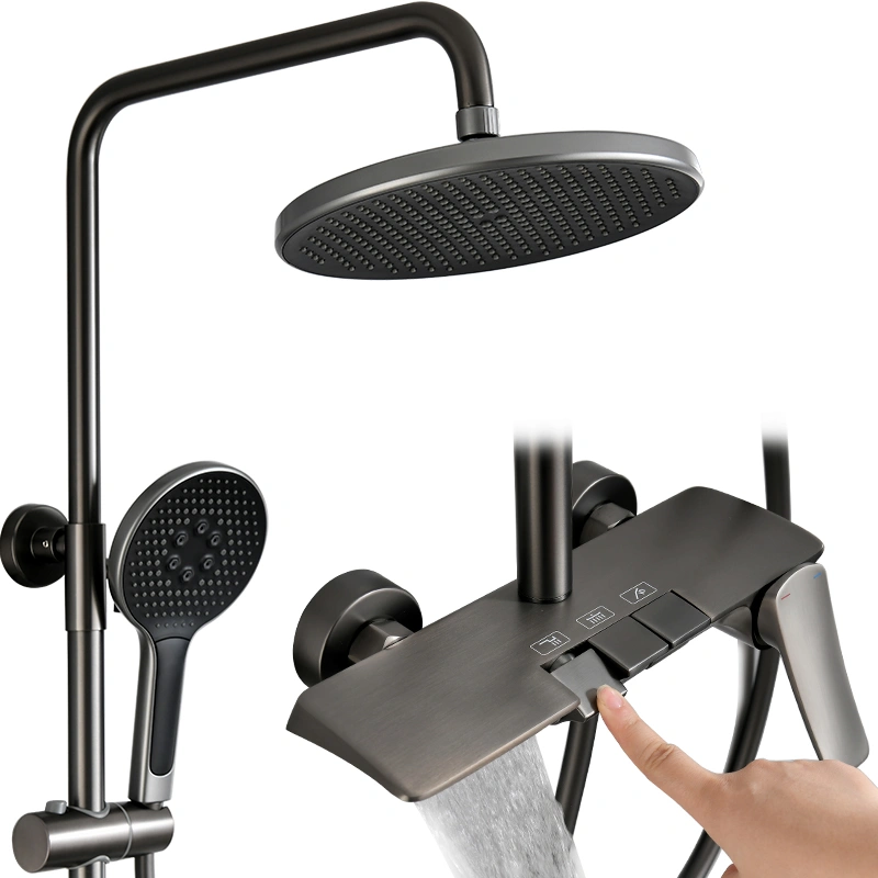 Brass shower head set Separate simple bath bath mixing valve Bath gun Grey hotel bath faucet