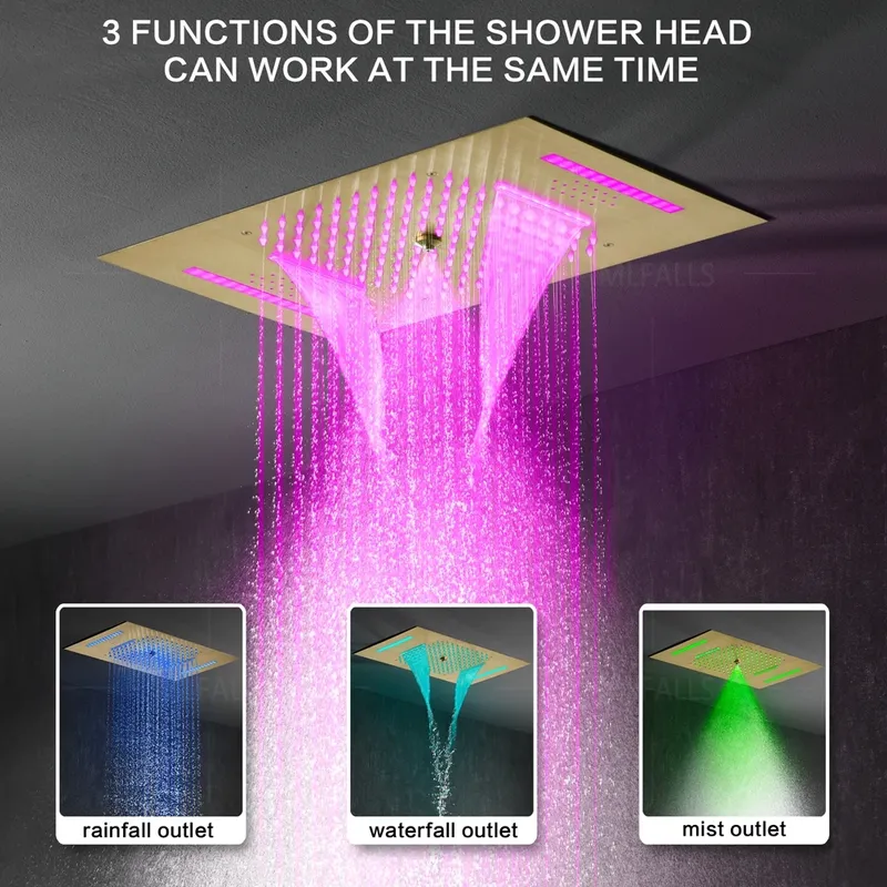 bathroom shower faucets showerset Shower Head Rainfall led