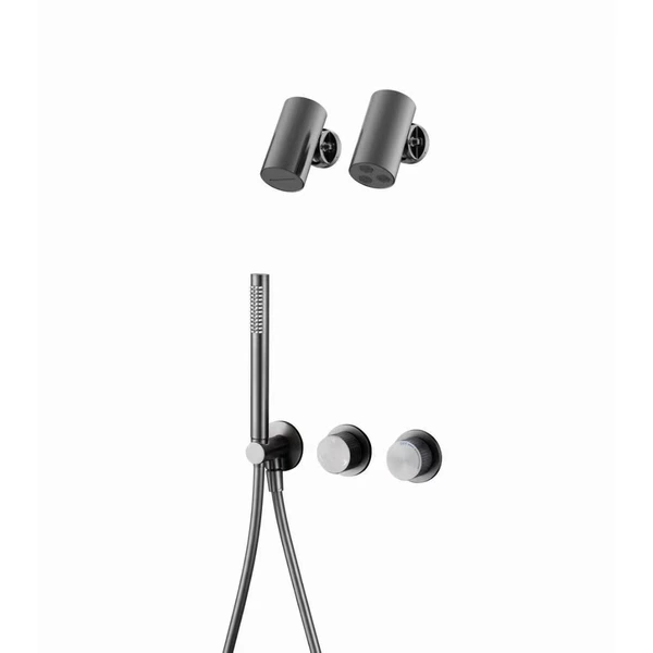 Brass shower head set Separate simple bath bath mixing valve Bath gun Grey hotel bath faucet