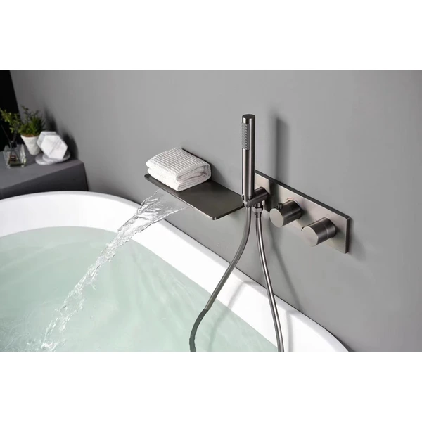 Brass shower head set Separate simple bath bath mixing valve Bath gun Grey hotel bath faucet