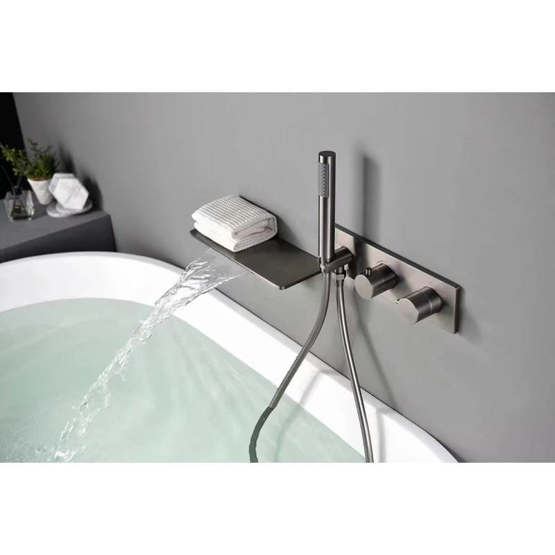 Brass shower head set Separate simple bath bath mixing valve Bath gun Grey hotel bath faucet