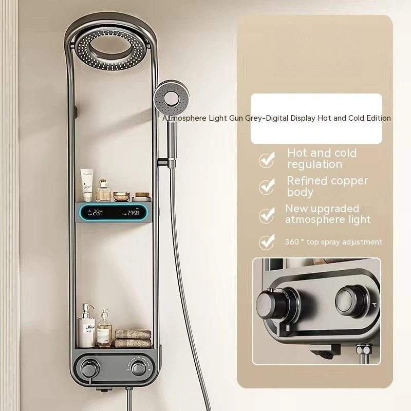 Brass shower head set Separate simple bath bath mixing valve Bath gun Grey hotel bath faucet