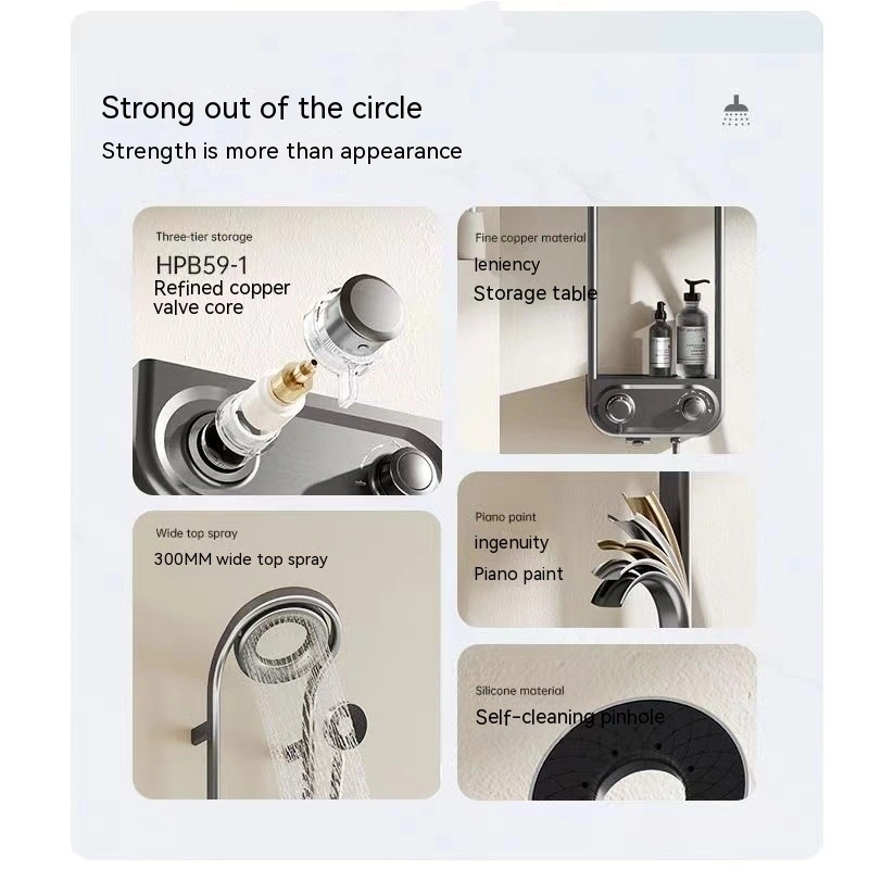 Brass shower head set Separate simple bath bath mixing valve Bath gun Grey hotel bath faucet