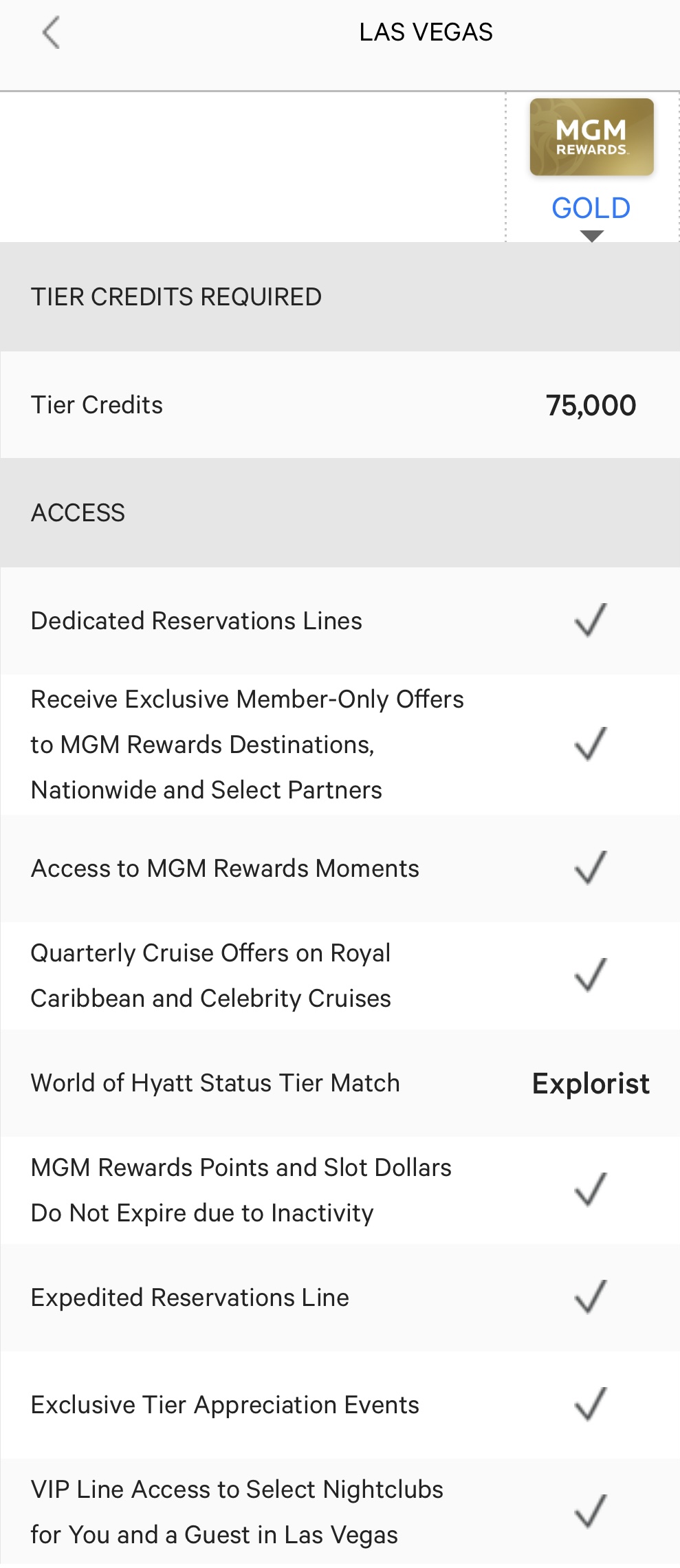 MGM rewards Gold ,Mlife Gold