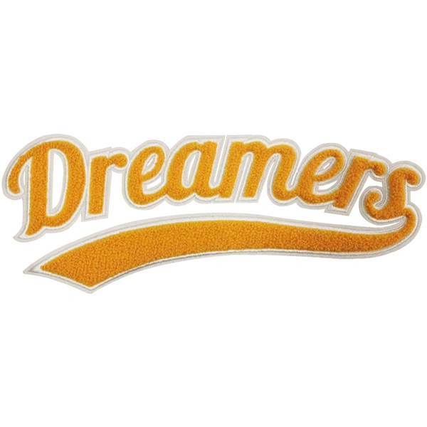 patchs letterman, patchs de nom de script de queue de chenille fer sur
