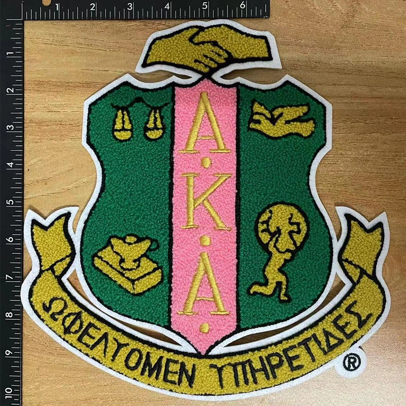 Repasser sur les badges de patchs en chenille grecque pour les vêtements grecs