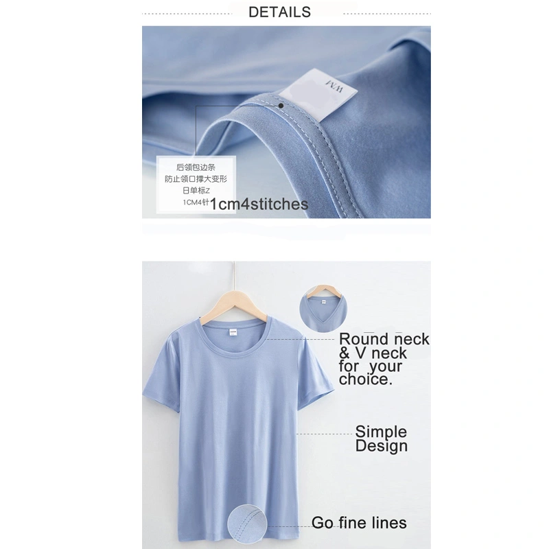 High quality 100%mercerized cotton Round neck women's t shirt