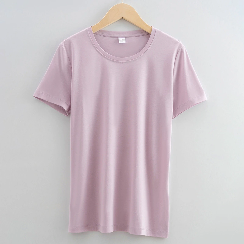 High quality 100%mercerized cotton Round neck women's t shirt