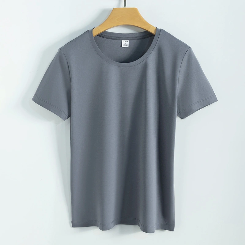 High quality 100%mercerized cotton Round neck women's t shirt