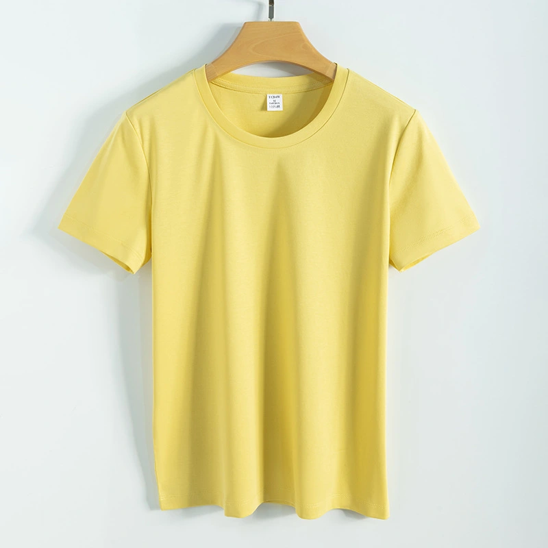 High quality 100%mercerized cotton Round neck women's t shirt