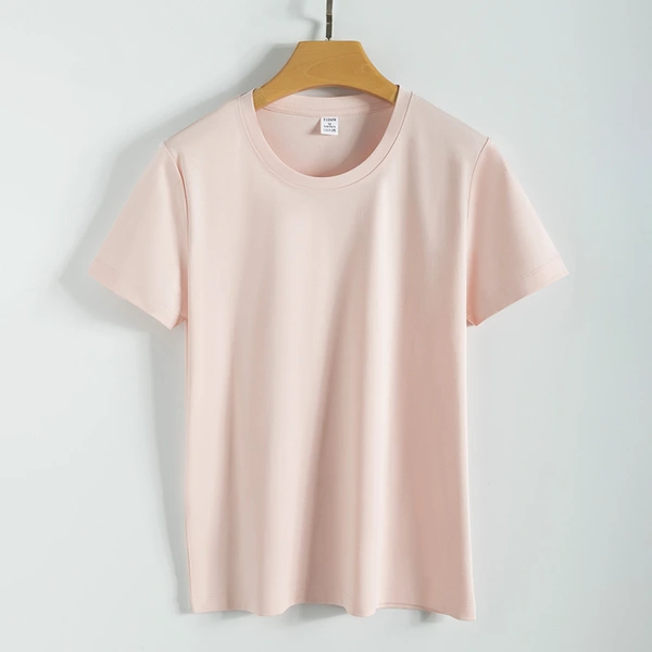 High quality 100%mercerized cotton Round neck women's t shirt