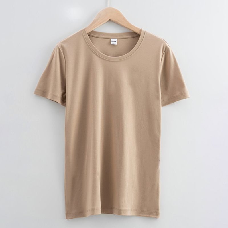 High quality 100%mercerized cotton Round neck women's t shirt