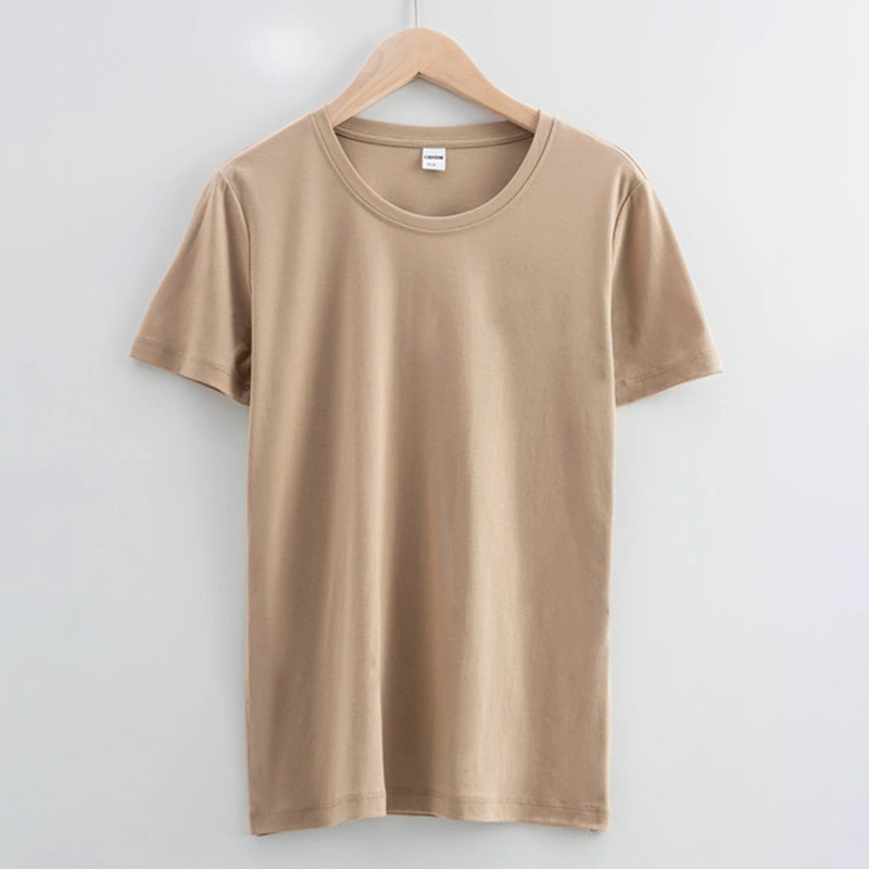 High quality 100%mercerized cotton Round neck women's t shirt