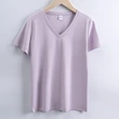 High quality 190g 100%mercerized cotton silky V neck women's t shirt