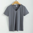 High quality 190g 100%mercerized cotton silky V neck women's t shirt
