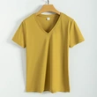 High quality 190g 100%mercerized cotton silky V neck women's t shirt