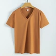 High quality 190g 100%mercerized cotton silky V neck women's t shirt
