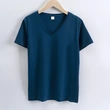 High quality 190g 100%mercerized cotton silky V neck women's t shirt