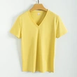 High quality 190g 100%mercerized cotton silky V neck women's t shirt
