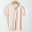 High quality 190g 100%mercerized cotton silky V neck women's t shirt