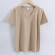 High quality 190g 100%mercerized cotton silky V neck women's t shirt
