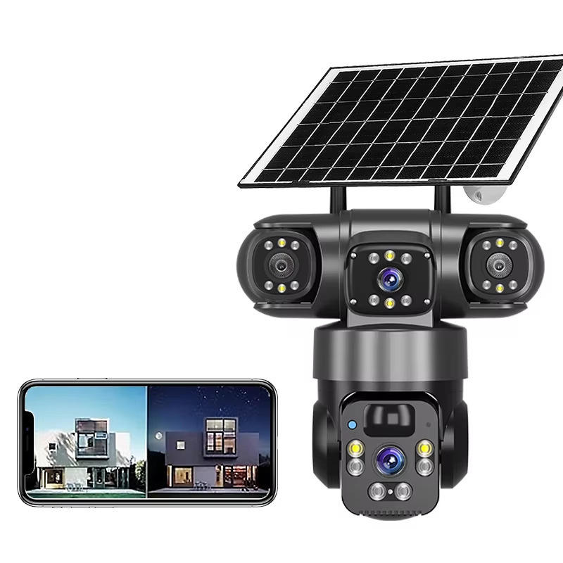 Smart Triple-Lens Outdoor Camera - 2MP HD, AI Tracking, Solar/4G & IP66 Waterproof